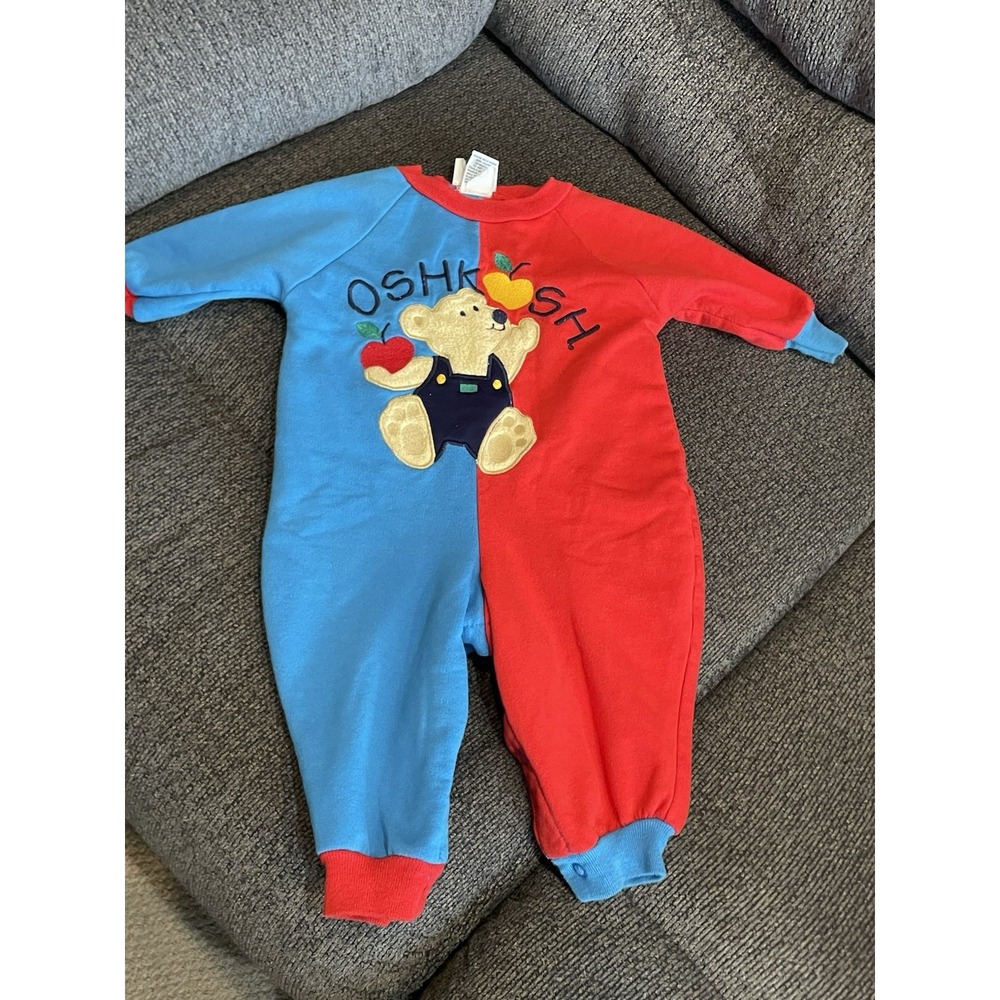 Vintage Oshkosh B Gosh One Piece Baby Romper Bear Colorblock 6-9 months USA‎